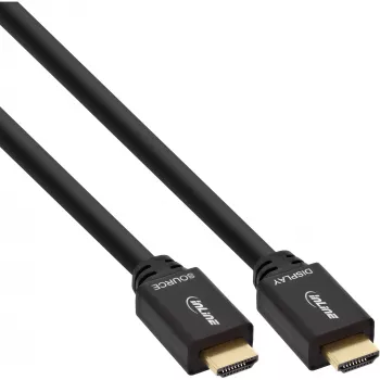 InLine High Speed HDMI kabelis su Ethernet, aktyvus, M/M, juodas, auksiniai kontaktai, 40m
