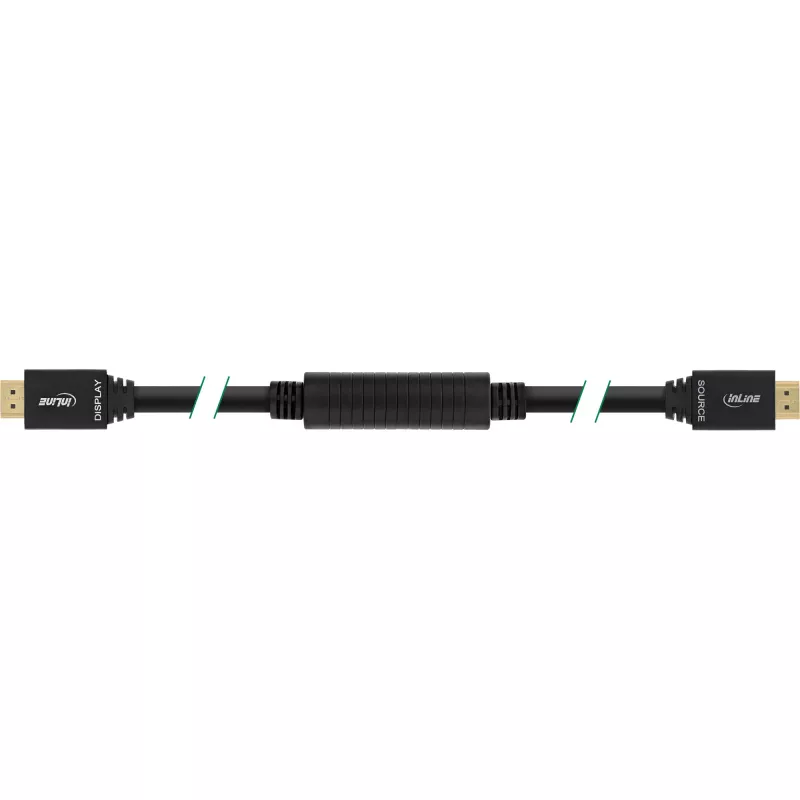 InLine High Speed HDMI kabelis su Ethernet, aktyvus, M/M, juodas, auksiniai kontaktai, 40m