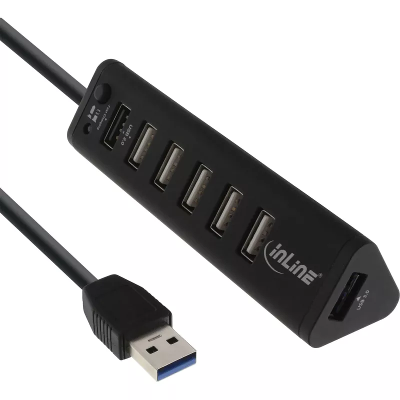 USB šakotuvas InLine Smart Hub 7 prievadų USB 3.0 ir 2.0 su greito įkrovimo prievadu