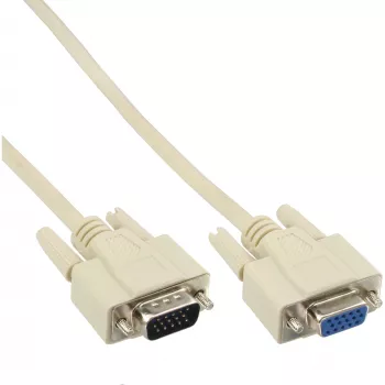 VGA laidas InLine 17737 15HD kištukas-lizdas smėlio spalvos 1m