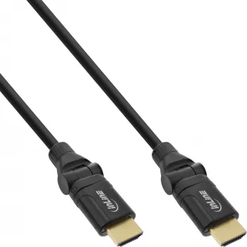 InLine High Speed HDMI sukamas laidas, su Eth., AM/AM, juodas, auks. kont., 0,5 m