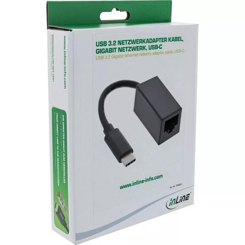 InLine USB 3.2 Gigabit Ethernet tinklo adapterio laidas, USB-C