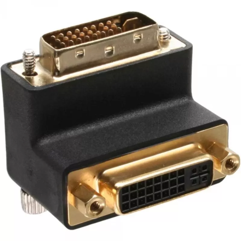InLine DVI-I adapteris 90° kampinis skaitmeninis + analoginis 24+5 kištukas / lizdas juodas