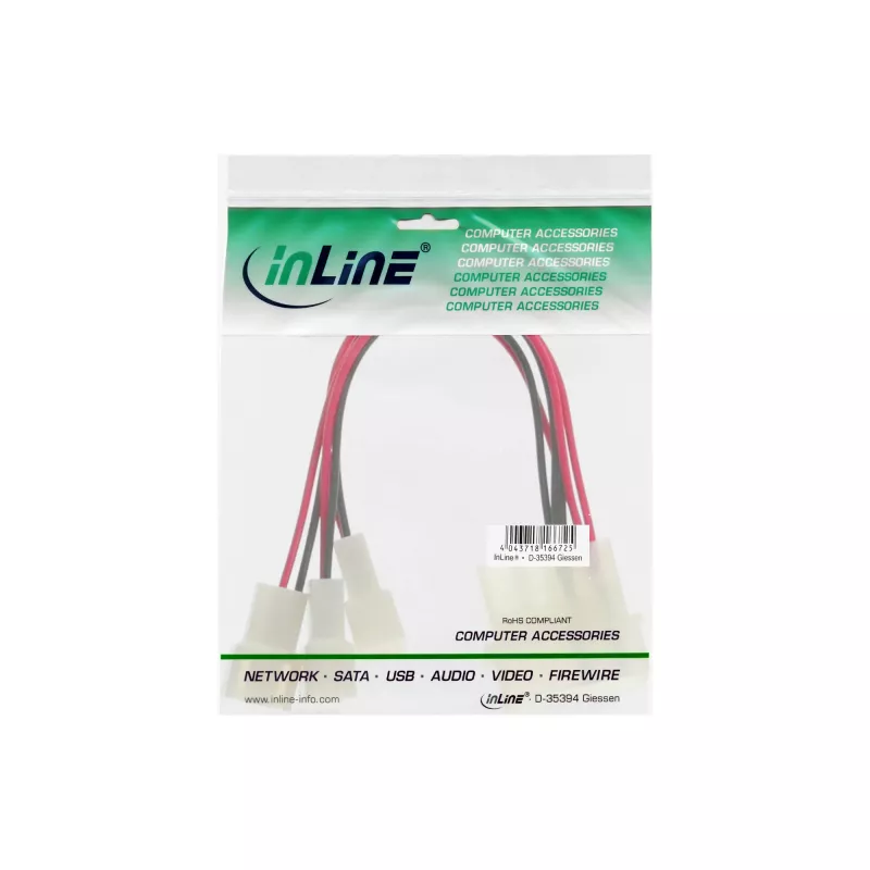 InLine PC ventiliatoriaus adapterio laidas 12 V / 5 V iki 3 ventiliatoriams 33005A