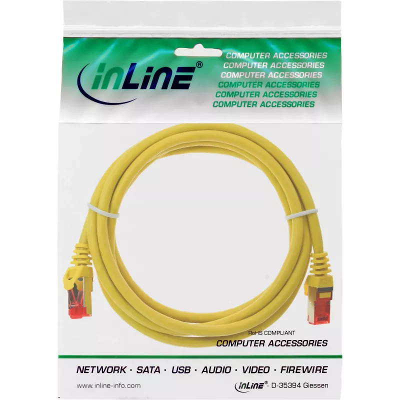 InLine komutacinis kabelis S/FTP PiMF Cat.6 250MHz PVC varis geltonas 3m
