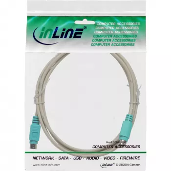 InLine PS/2 laidas, kištukas / kištukas, pilkas su žaliu kištuku, 2 m