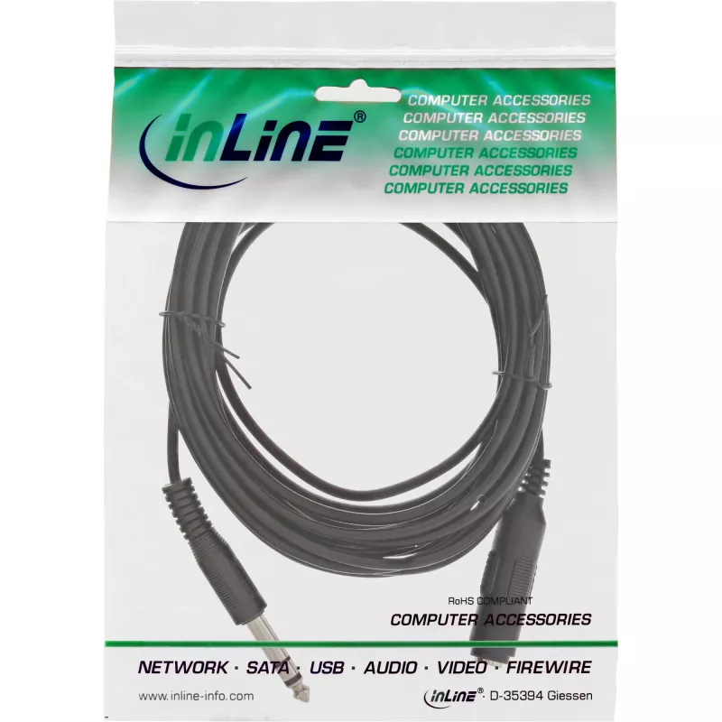 Jack Extension 6.3mm Stereo patinas/patelė 5m InLine 99935A
