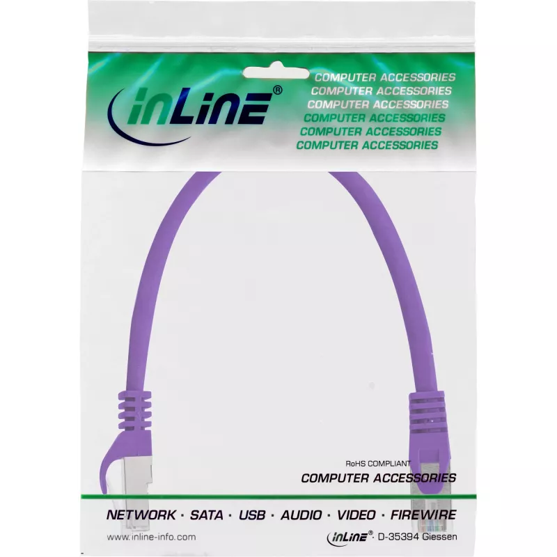 InLine komutacinis kabelis SF/UTP Cat.5e violetinis 0,3 m