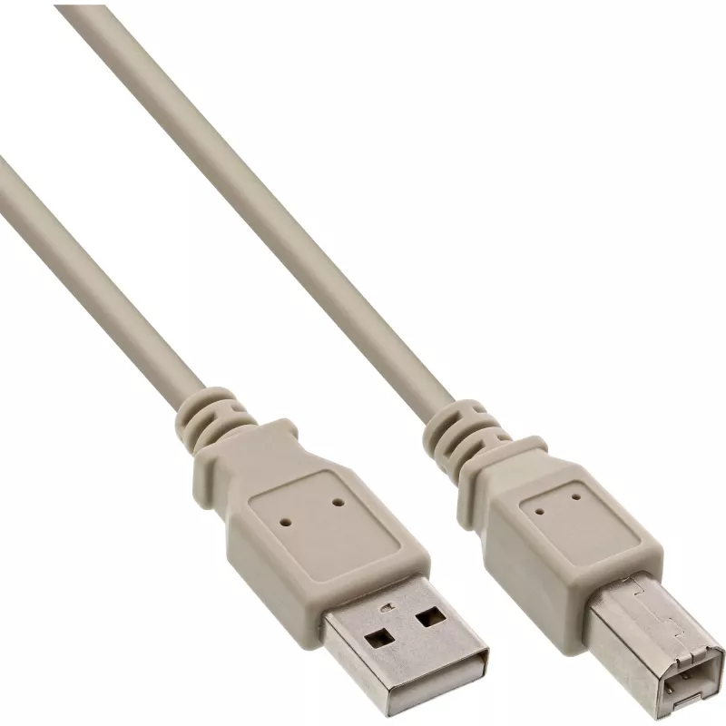 USB 2.0 laidas, A tipo kištukas / B tipo kištukas, smėlio spalvos, 0,5 m, InLine 34505H