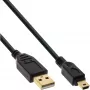 InLine USB 2.0 Mini laidas, Type A kištukas / mini-B kištukas (5 kontaktai), juoda/auksinė, 3 m