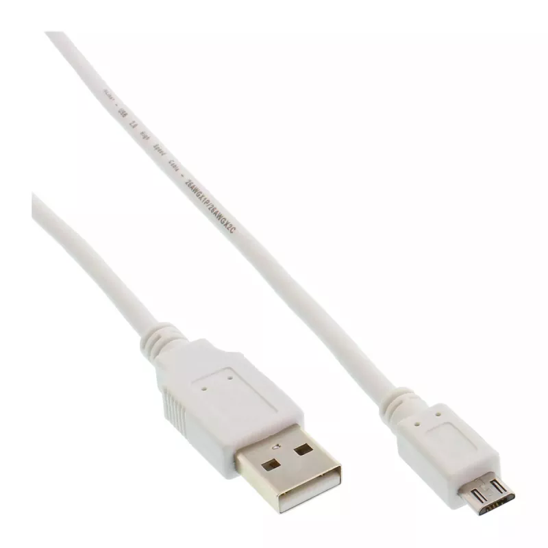 InLine Micro USB 2.0 laidas USB Type A kištukas / Micro-B kištukas, baltas, 0,5 m