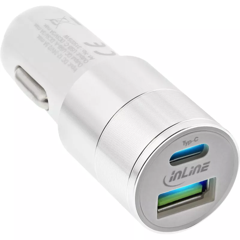 InLine USB automobilinis įkroviklis maitinimo adapteris Quick Charge 3.0, baltas