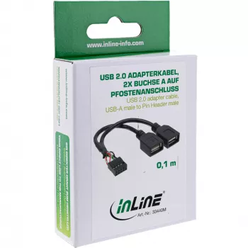 InLine USB 2.0 adapterio kabelis vidinis 2x USB A tipo lizdas / pagrindinės plokštės jungtis