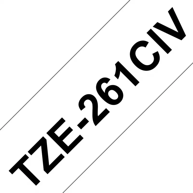 Brother TZE261CIV etikečių gamybos juosta, juoda ant baltos