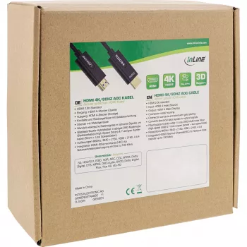 InLine HDMI AOC laidas, High Speed HDMI su Ethernet, 4K/60Hz, M/M 10m
