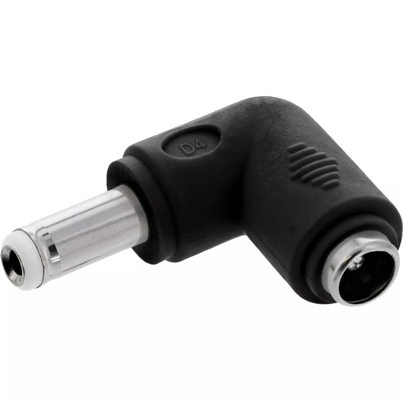 DC adapter InLine 5,5×2,5 mm kampuotas kištukas vyriškas–moteriškas, 5 V įvestis, vidinis, juodas