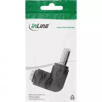 DC adapter InLine 5,5×2,5 mm kampuotas kištukas vyriškas–moteriškas, 5 V įvestis, vidinis, juodas