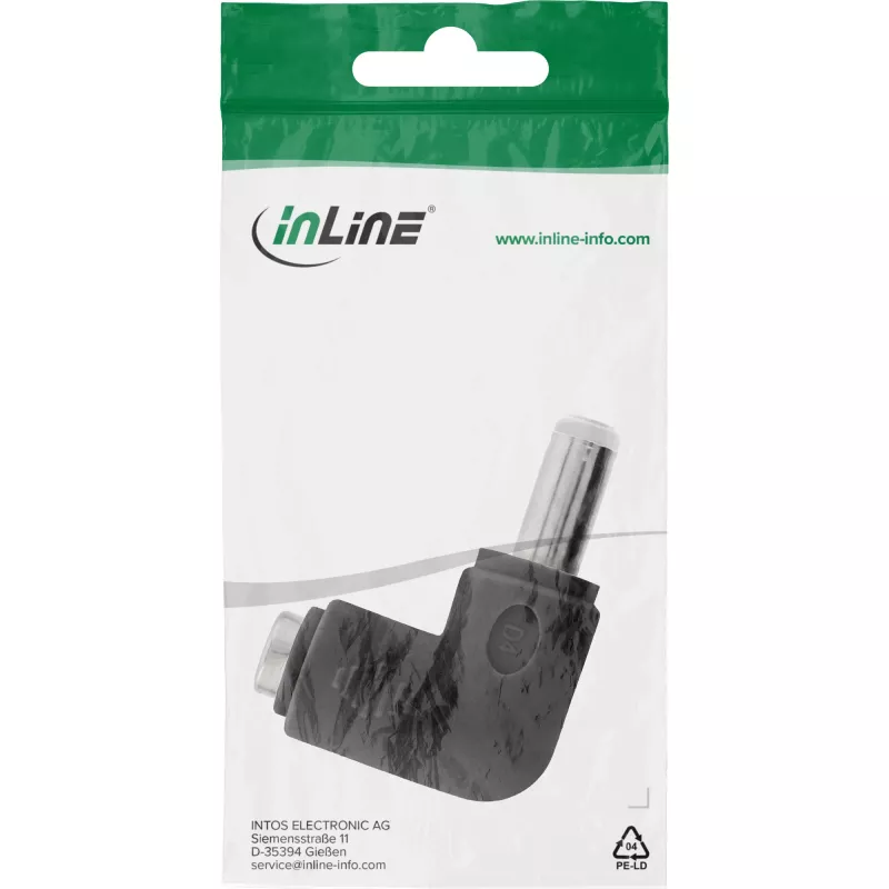 DC adapter InLine 5,5×2,5 mm kampuotas kištukas vyriškas–moteriškas, 5 V įvestis, vidinis, juodas