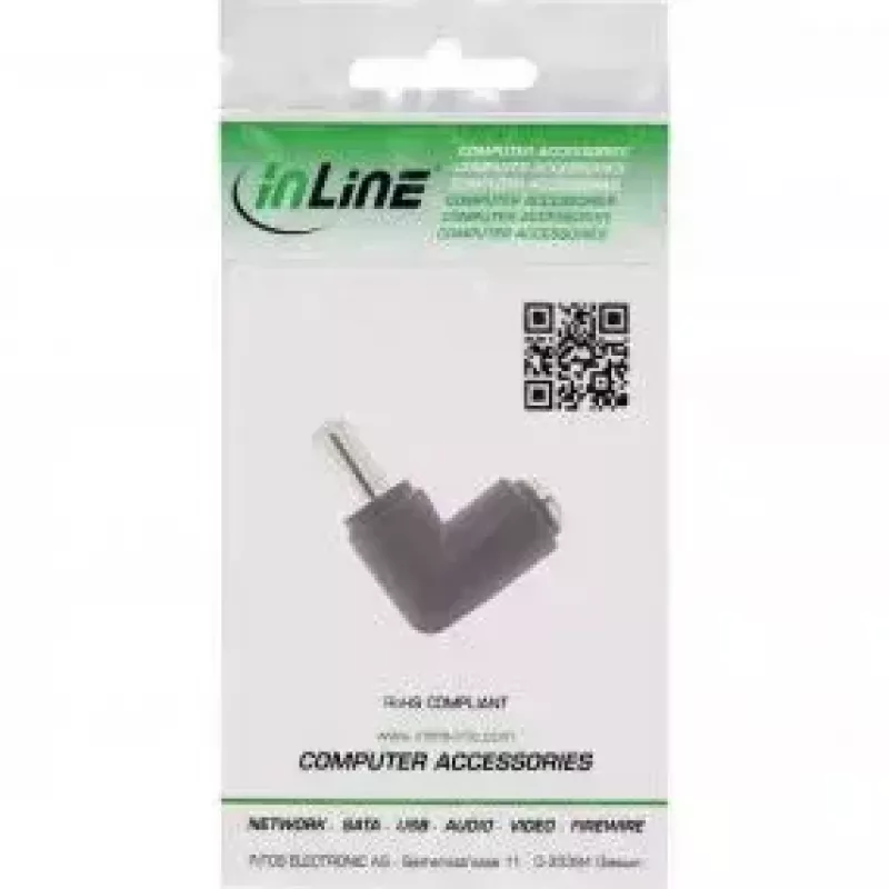 InLine nuolatinės srovės adapteris 5.5x2.1 mm DC kištukas, kampinis, kištukinis/lizdinis, juodas, universalus