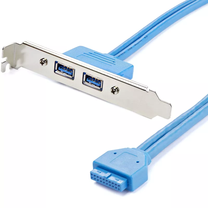 StarTech.com 2 prievadų USB 3.0 A lizdo plokštelės adapteris, IDC, USB 3.2 Gen 1 (3.1 Gen 1), mėlyna, nerūdijantis plienas, 0,5 m, CE, REACH, 500 mm