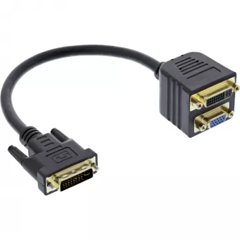 DVI-I adapterio kabelis InLine 17301 DVI-I kištukas / DVI-I lizdas + S-VGA