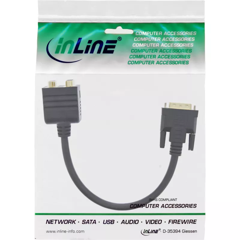 DVI-I adapterio kabelis InLine 17301 DVI-I kištukas / DVI-I lizdas + S-VGA