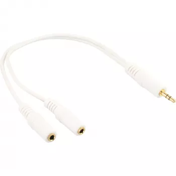 InLine stereo Y laidas 3,5 mm stereo kištukas į du 3,5 mm stereo lizdus baltas/auksinis, 0,1 m