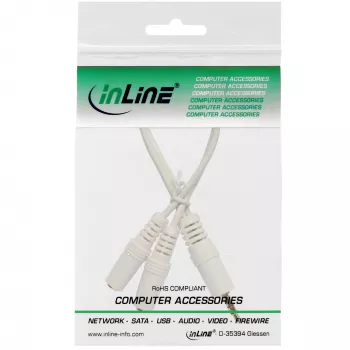 InLine stereo Y laidas 3,5 mm stereo kištukas į du 3,5 mm stereo lizdus baltas/auksinis, 0,1 m