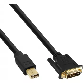 InLine Mini DisplayPort laidas, vyriškas – DVI-D 24+1 vyriškas, juodas/auksinis, 0,5 m