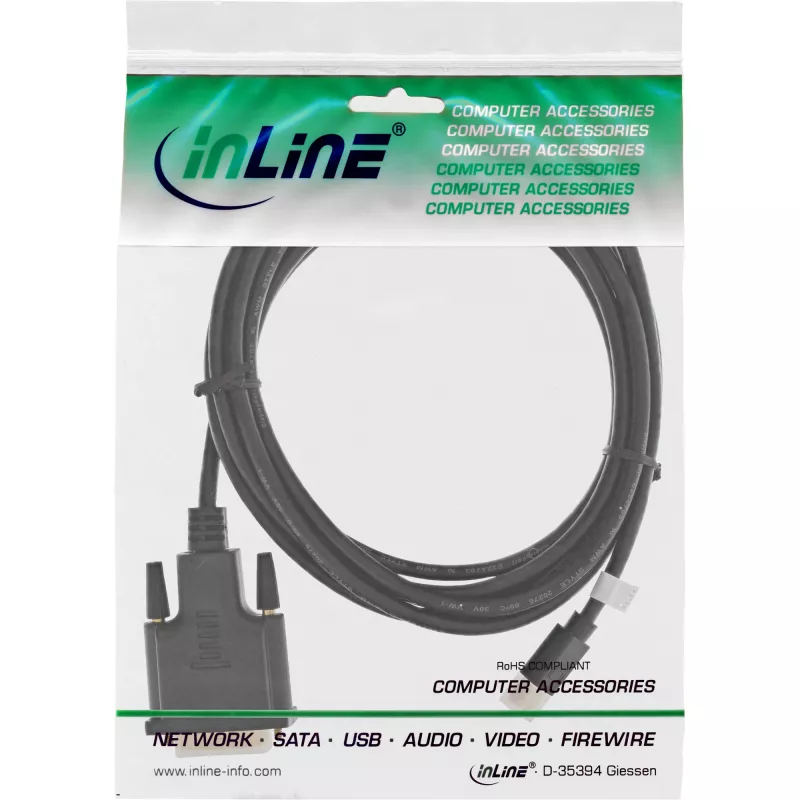 InLine Mini DisplayPort kištukas į DVI-D 24+1 kištukas laidas, juodas/auksinis, 1,5 m