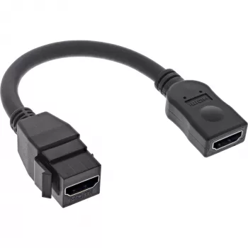 InLine HDMI Keystone adapterinis kabelis 4K/60Hz, HDMI A lizdas/lizdas, juodas, 0,2 m