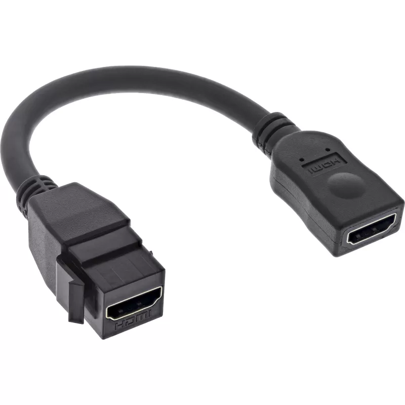 InLine HDMI Keystone adapterinis kabelis 4K/60Hz, HDMI A lizdas/lizdas, juodas, 0,2 m