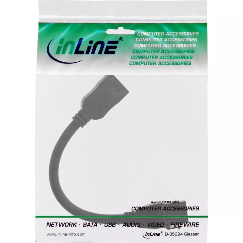 InLine HDMI Keystone adapterinis kabelis 4K/60Hz, HDMI A lizdas/lizdas, juodas, 0,2 m