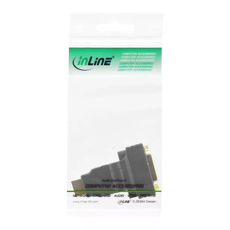InLine HDMI į DVI adapteris HDMI kištukas / 24+1 lizdas 180° kampuotas paauksuotas