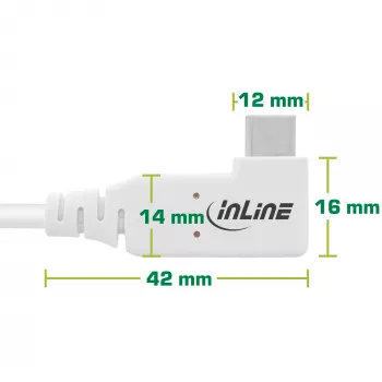 InLine USB4 laidas, USB-C, vienas galas kampuotas, PD 240W, 8K60Hz, TPE, baltas, 2m