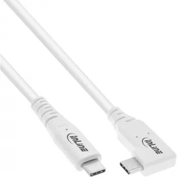 InLine USB4 laidas, USB-C, viena pusė kampuota, PD 240W, 8K60Hz, TPE, baltas, 1m