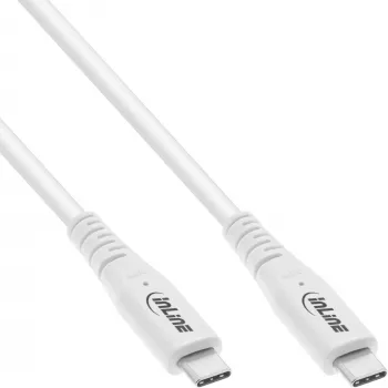 InLine USB4 laidas, USB-C Kištukas/Kištukas, PD 240W, 8K60Hz, TPE, baltas, 1,5 m