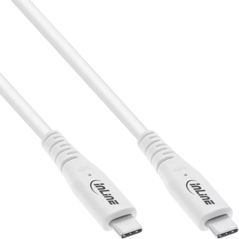 InLine USB4 laidas, USB-C Kištukas/Kištukas, PD 240W, 8K60Hz, TPE, baltas, 1,5 m