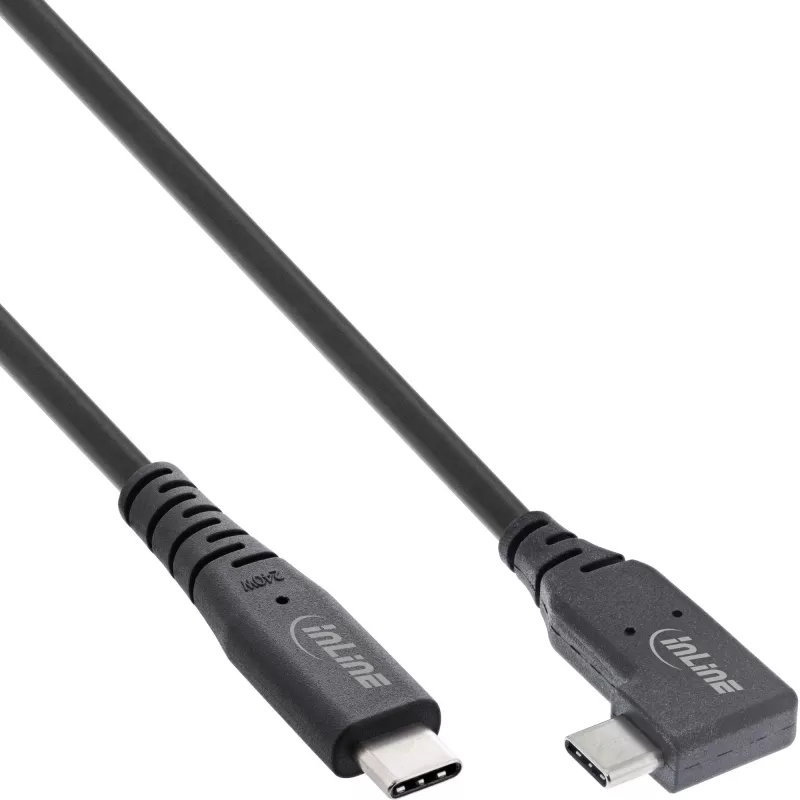 InLine USB4 laidas, USB-C, vienas kampinis, PD 240W, 8K60Hz, TPE, juodas, 0,5 m