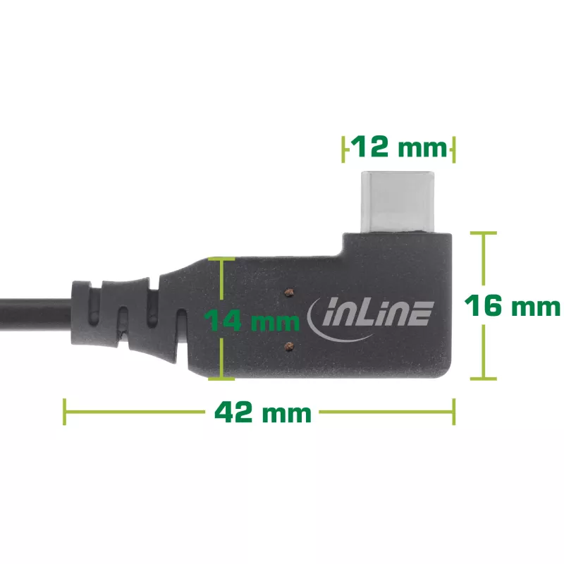 InLine USB4 laidas, USB-C, vienas kampinis, PD 240W, 8K60Hz, TPE, juodas, 0,5 m
