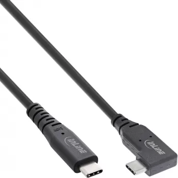 InLine USB4 laidas, USB-C, vienas kampinis, PD 240W, 8K60Hz, TPE, juodas, 1,5m