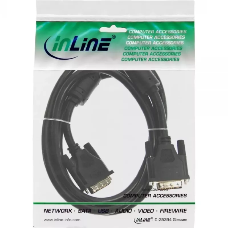InLine DVI-I kabelis, 18+5 V/V, Single Link, 2 ferito šerdys, 2 m