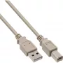 USB 2.0 laidas, A tipo kištukas / B tipo kištukas, smėlio spalvos, 10 m, InLine 34550H