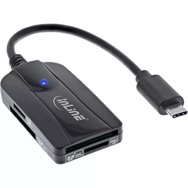 “InLine” kortelių skaitytuvas USB 3.1 USB-C, skirtas SD/SDHC/SDXC, microSD, suderinamas su UHS-II