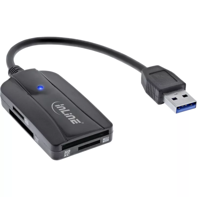 InLine kortelių skaitytuvas USB 3.1 USB-A, skirtas SD/SDHC/SDXC, microSD, suderinamas su UHS-II