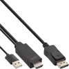 InLine HDMI M į DisplayPort F keitiklio kabelis, 4K, juodas/auksinis, 5 m