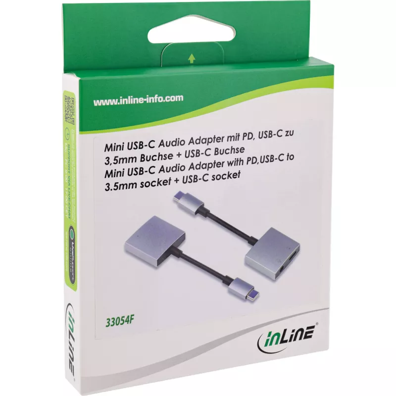 InLine USB-C garso adapterio laidas, USB-C į 3,5 mm lizdą + PD 30 W