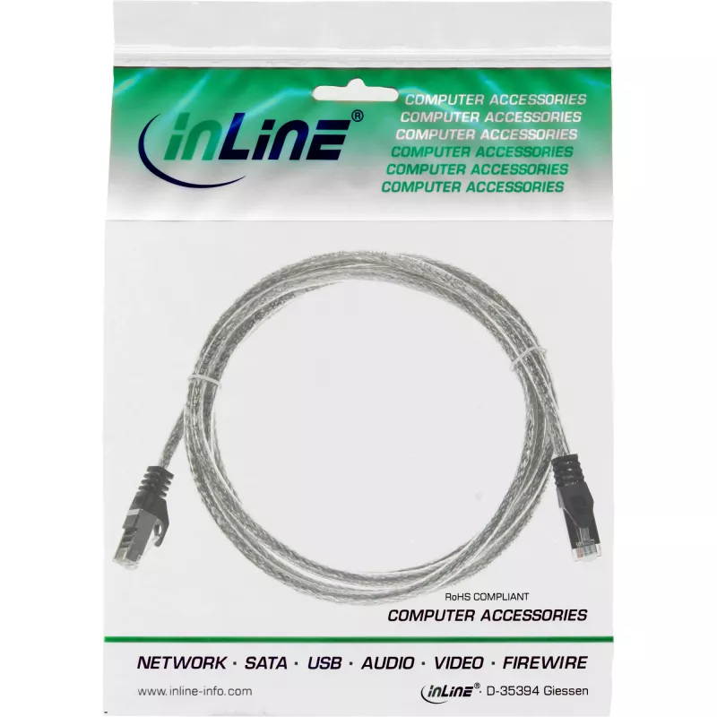 „InLine“ komutacinis kabelis SF/UTP Cat.5e permatomas 2 m