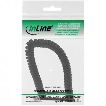 Spiralinis telefono laidas InLine RJ10 4P4C 18893 2 m juodas