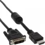 InLine HDMI-DVI laidas, 19 kontaktų kištukas / 18+1 kištukas + feritinis droselis, juodas, 1,8 m